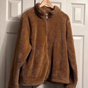 La Moda Faux Fur Zipped Front Jacket Ladies Large  Caramel/Camel NWOT